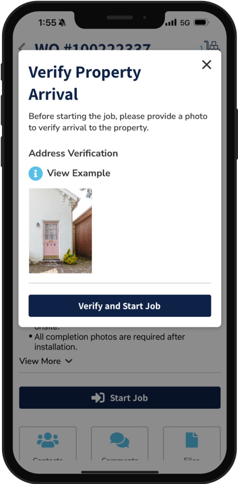 starting job screen